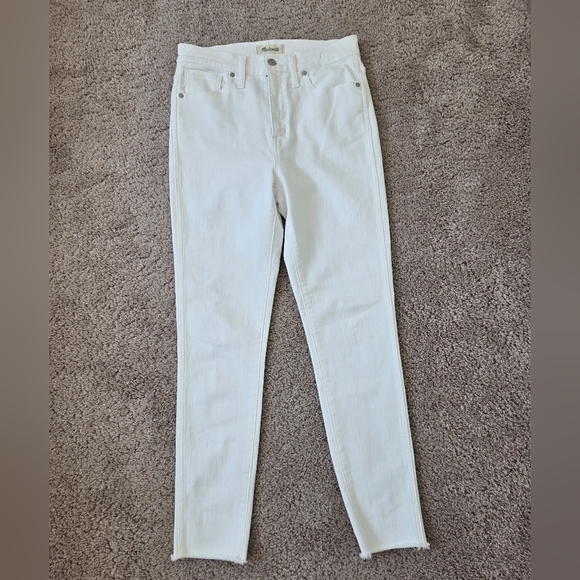 Madewell 10” High-rise Skinny White Jeans Zipper Fly Raw Hem size 29 - Picture 8 of 16